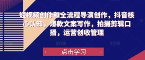 短視頻創作和全流程導演創作，抖音核心認知，爆款文案寫作拍攝剪輯口播插圖