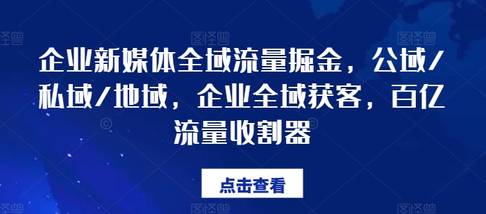 企業新媒體全域流量掘金，公域/私域/地域，企業全域獲客，百億流量收割器插圖