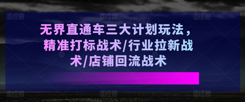 無界直通車三大計劃玩法，精準打標戰術/行業拉新戰術/店鋪回流戰術插圖