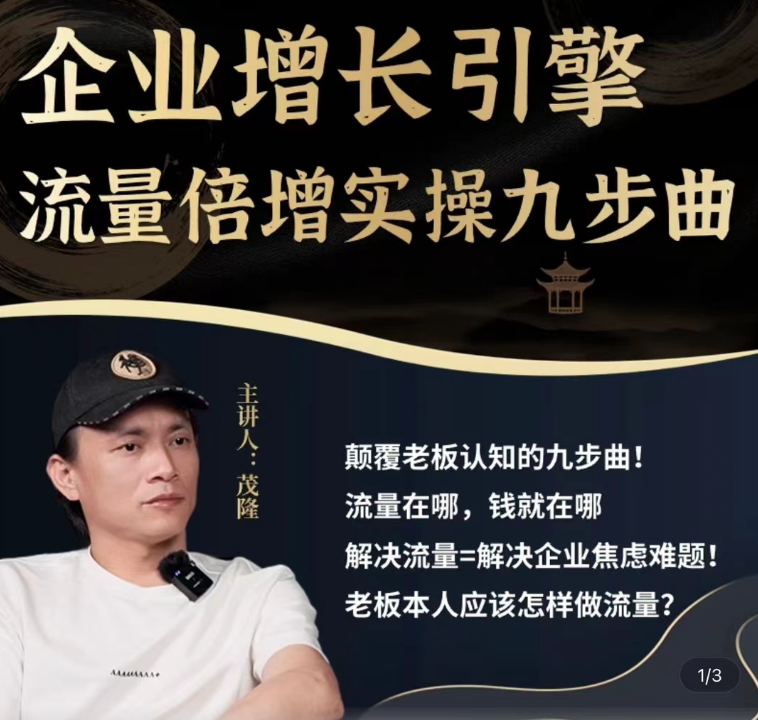 【茂隆】企業增長引擎流量倍增實操九步曲，一套課程幫你找到快速、簡單、有效、可復制的獲客+變現方式插圖