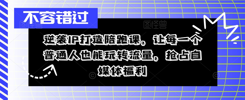 逆襲IP打造陪跑課，從0到1打造IP，精準定位+高效起號，搶占自媒體福利插圖